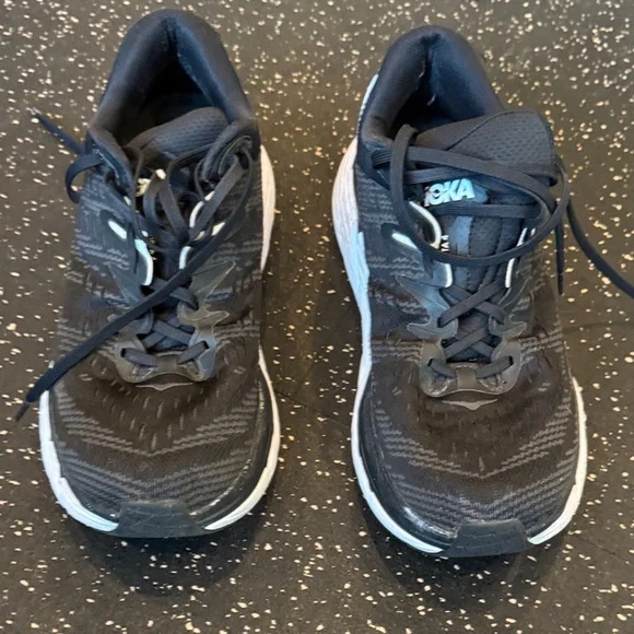 Hoka Black and White Athletic Shoes - Picture 6 of 7